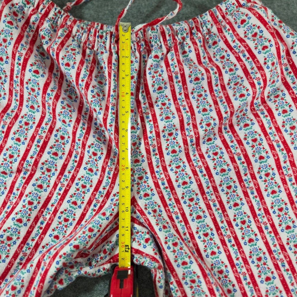 Lanz of Salzburg Women L Pajama Pants Red Floral Heart Stripe Cotton Flannel - Picture 5 of 9